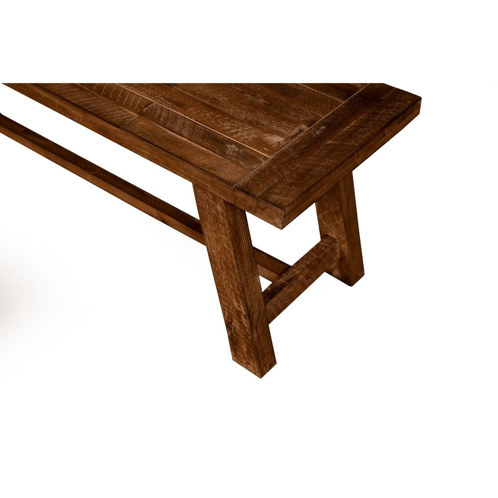 Benjara Bela Dining Bench, 60 Inch Rectangular Seat, Rich Brown Acacia Wood