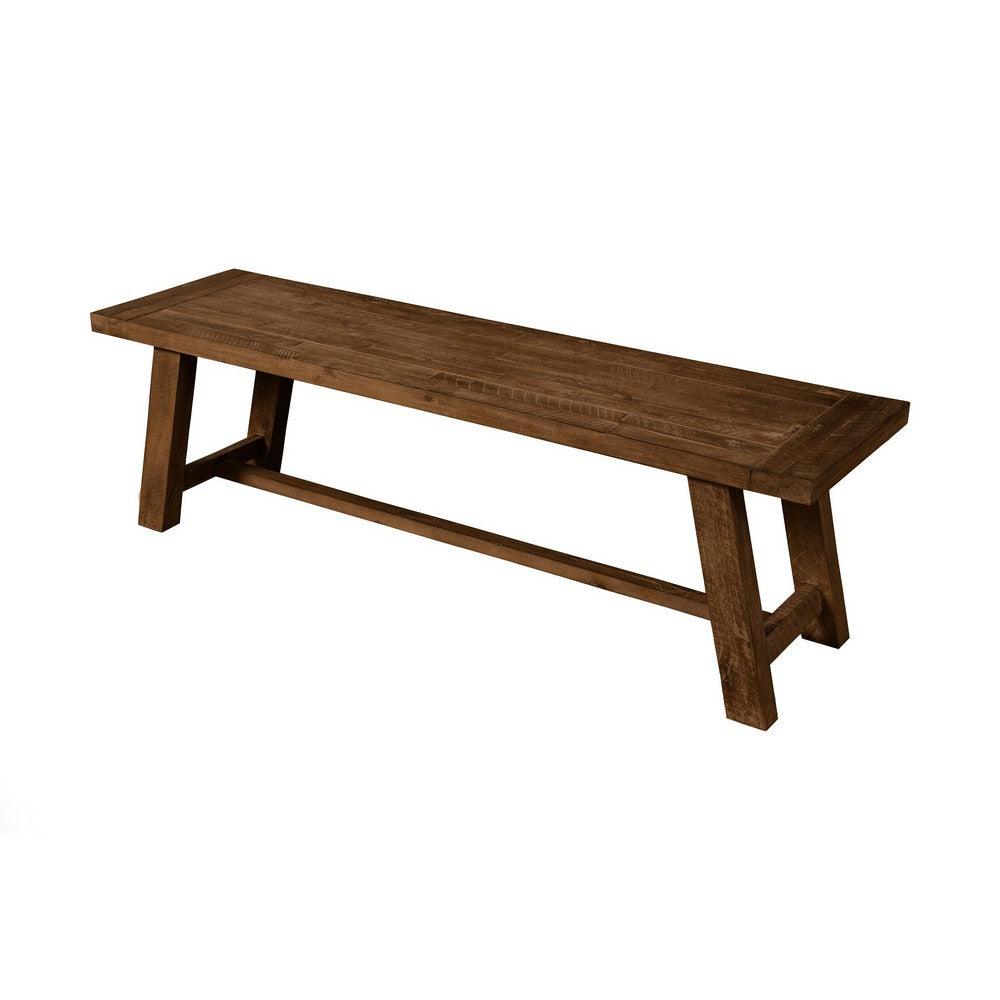 Benjara Bela Dining Bench, 60 Inch Rectangular Seat, Rich Brown Acacia Wood