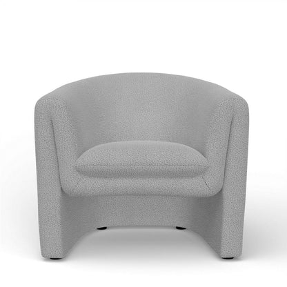 Benjara Hery Accent Chair, Barrel Back, Gray Upholstery, Solid Acacia Wood