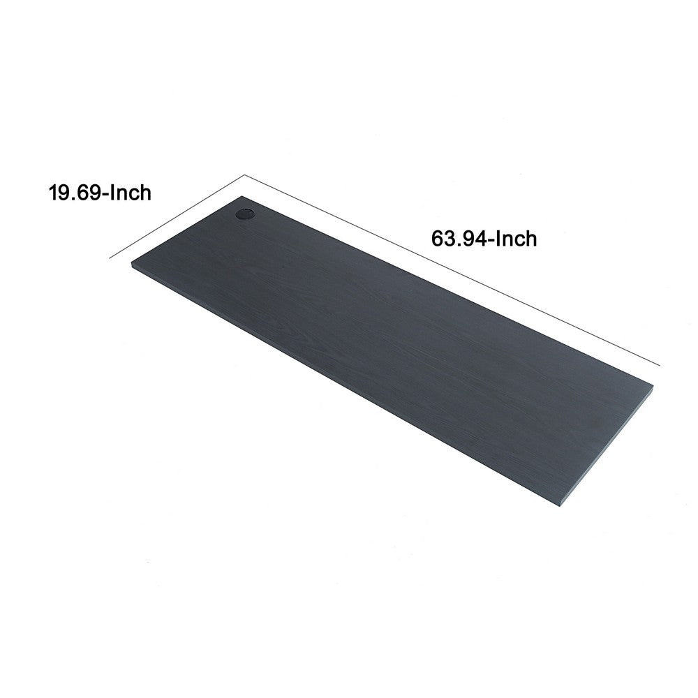 Benjara Asti Workbench Top, 20x64 Metallic Gray, Eco Friendly Melamine