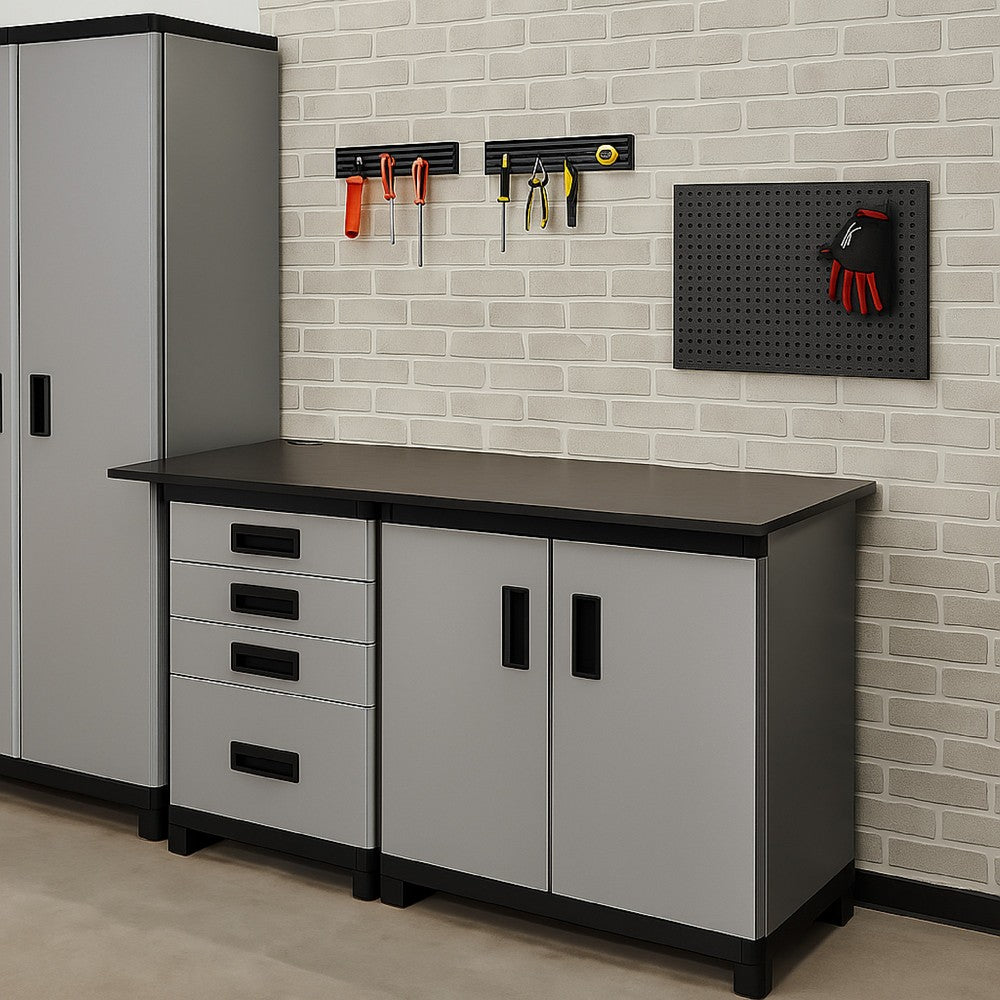 Benjara Asti Workbench Top, 20x64 Metallic Gray, Eco Friendly Melamine