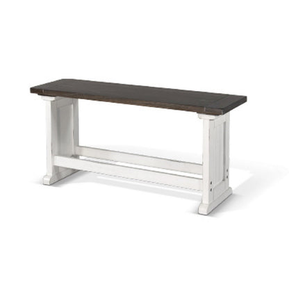 Benjara Orso Counter Height Dining Bench, Farmhouse Off White, Brown, 48 Inch