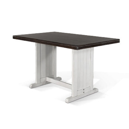 Benjara Orso Counter Height Dining Table, 60 Inch Rectangular, Off White Brown