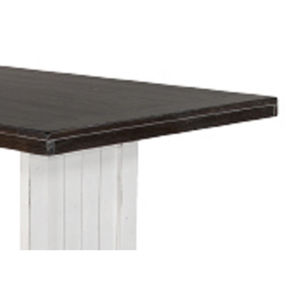 Benjara Orso Counter Height Dining Table, 60 Inch Rectangular, Off White Brown