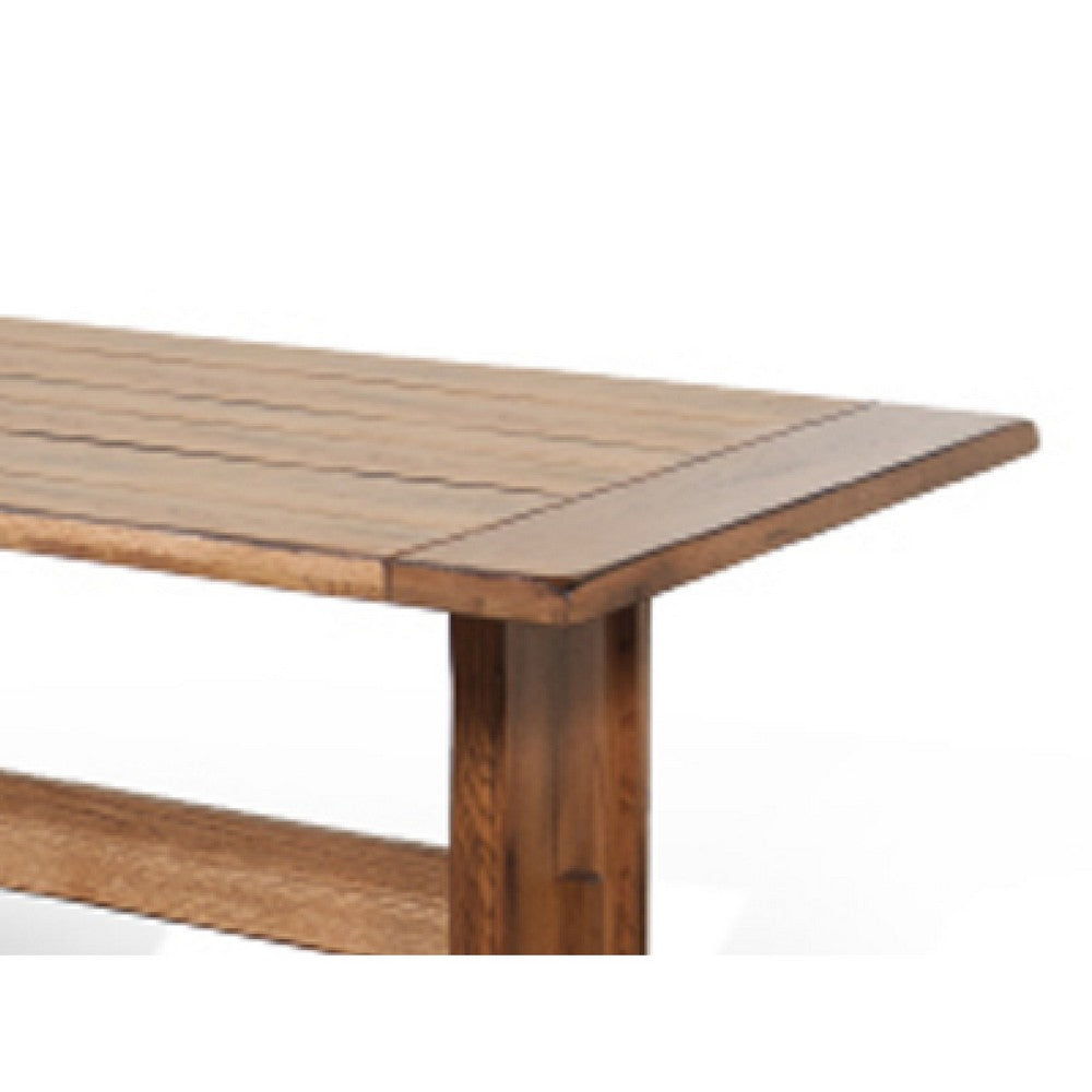 Benjara Marv Dining Table, 50 Inch Rectangular, Farmhouse Light Brown Wood