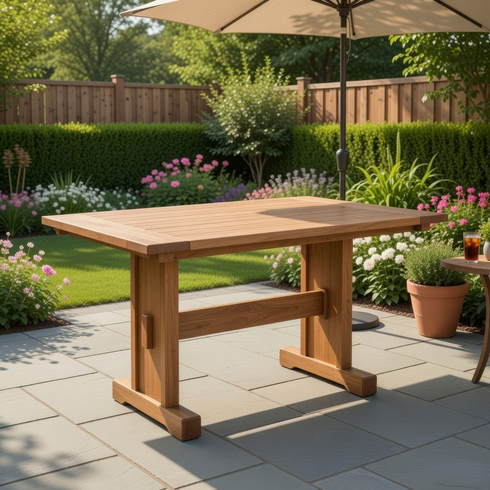 Benjara Marv Dining Table, 50 Inch Rectangular, Farmhouse Light Brown Wood