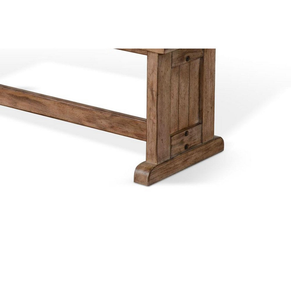 Benjara Yael Side Dining Bench, Plank Seat, Light Brown Mahogany Wood 48 Inch
