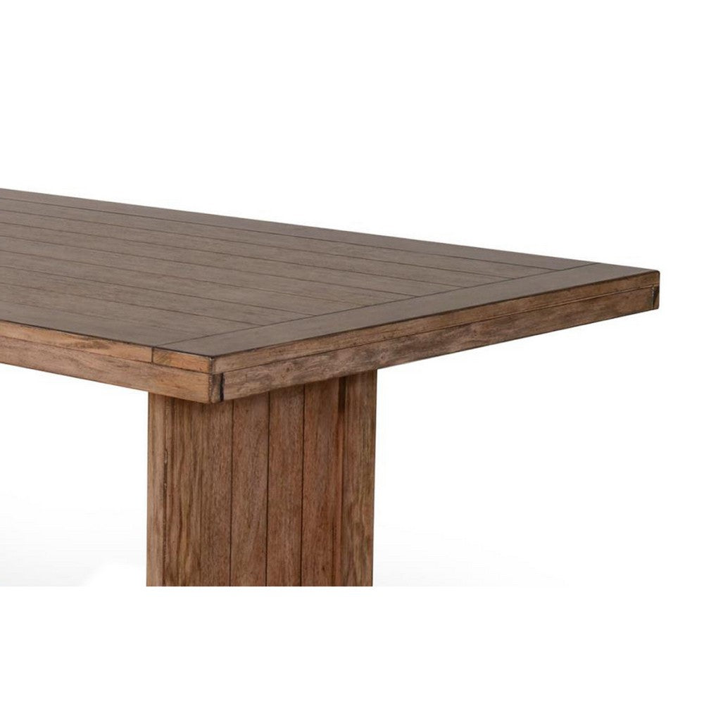 Benjara Yael Dining Table, 60 Inch Rectangular Plank Top, Light Brown Mahogany