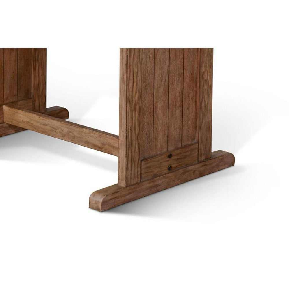 Benjara Yael Dining Table, 60 Inch Rectangular Plank Top, Light Brown Mahogany