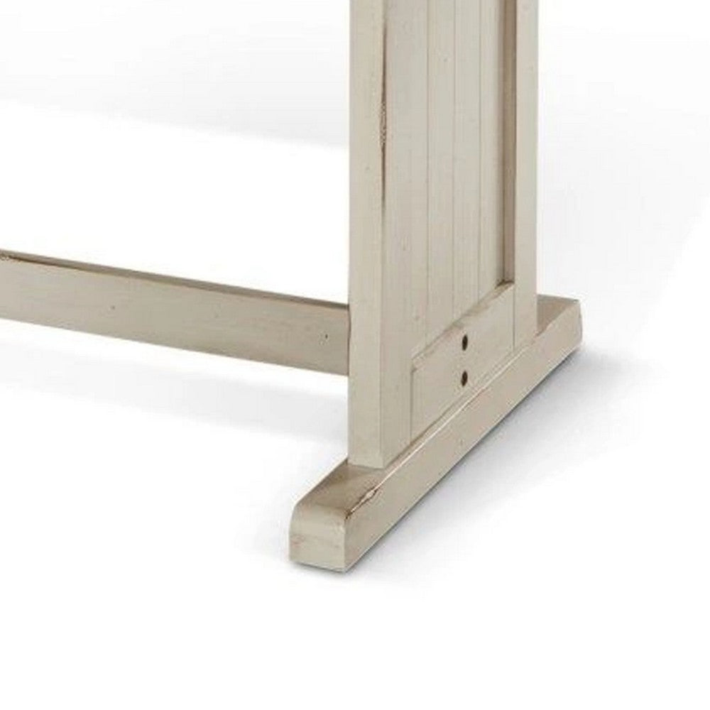 Benjara Orso Dining Table, 60 Inch Rectangular Plank Top, Off White And Brown