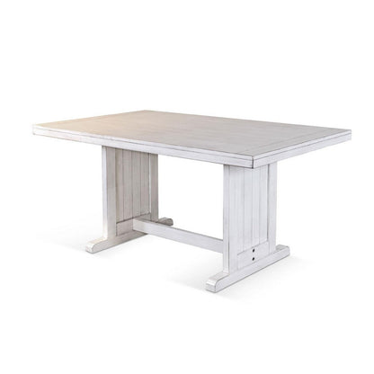 Benjara Sime Dining Table, 60 Inch Rectangular Plank Top, Off White Wood