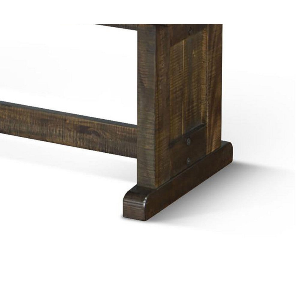 Benjara Camie Side Dining Bench, Plank Seat, Dark Brown Mahogany Wood 48 Inch