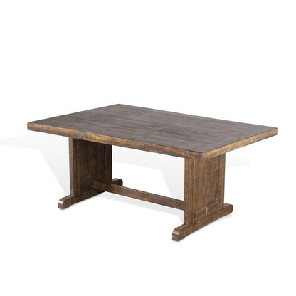Benjara Camie Dining Table, 60 Inch Rectangular Plank Top, Brown Mahogany Wood