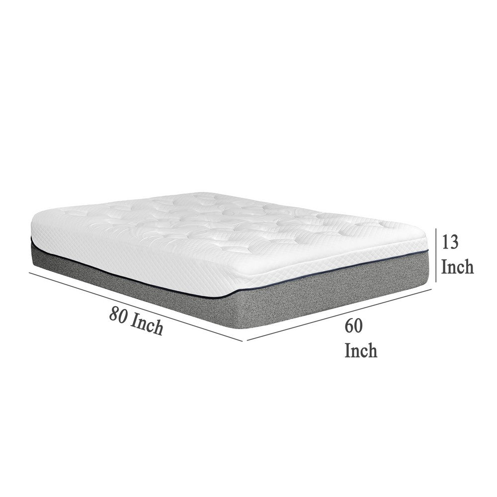 Benjara Divy Queen Size 13 Inch Mattress, Cool Gel Memory Foam, Jacquard Cover