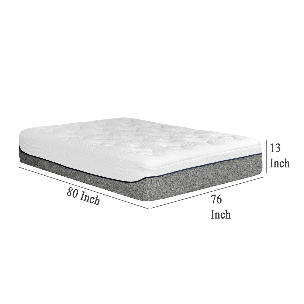 Benjara Divy King Size 13 Inch Mattress, Cool Gel Memory Foam, Jacquard Fabric