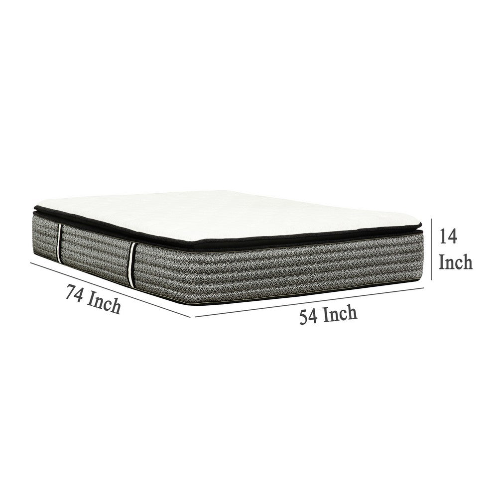 Benjara Che Full Size 14 Inch Mattress, Pocket Coil, Cool Gel Memory Foam