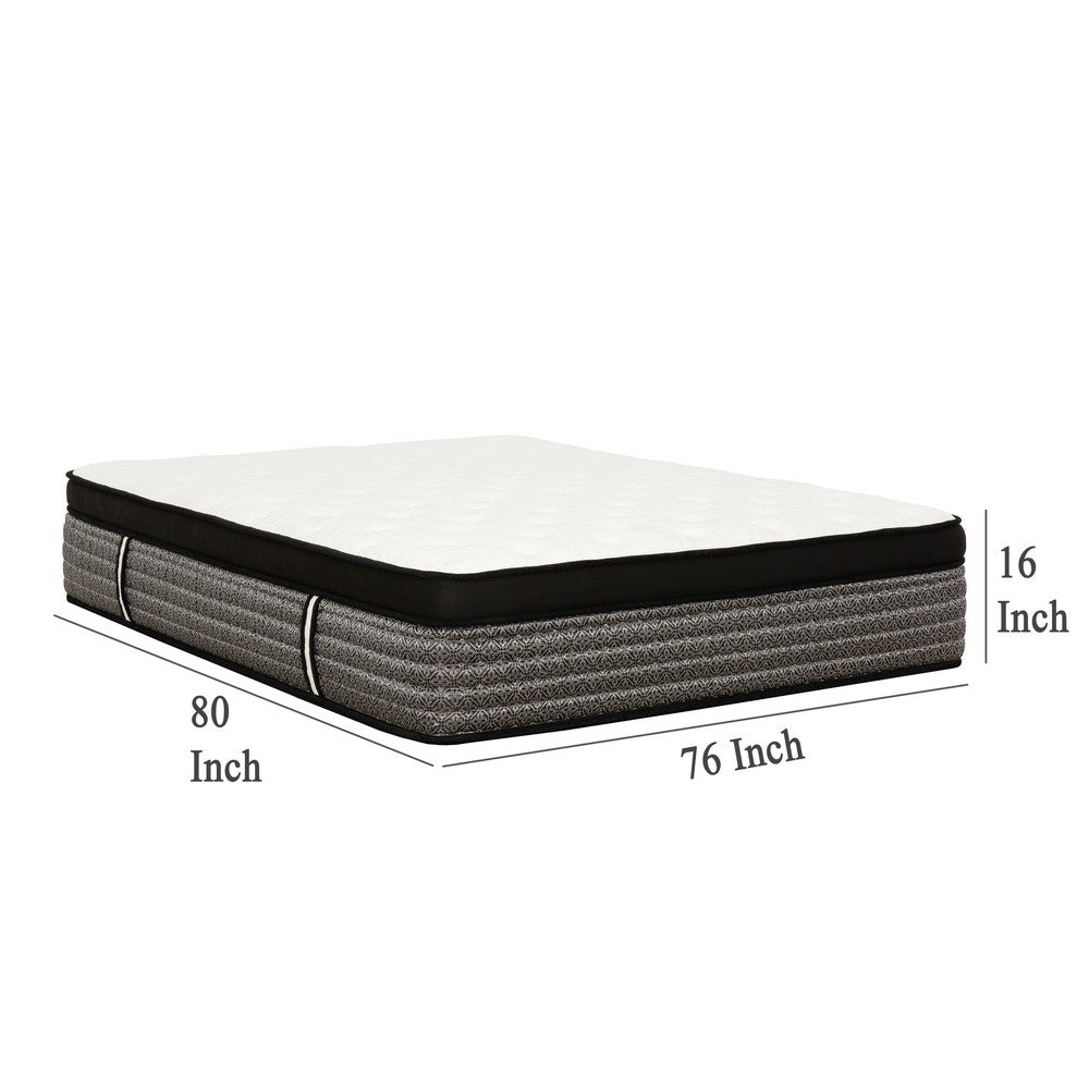 Benjara Che King Size 16 Inch Mattress, Pocket Coil, Cool Gel Memory Foam