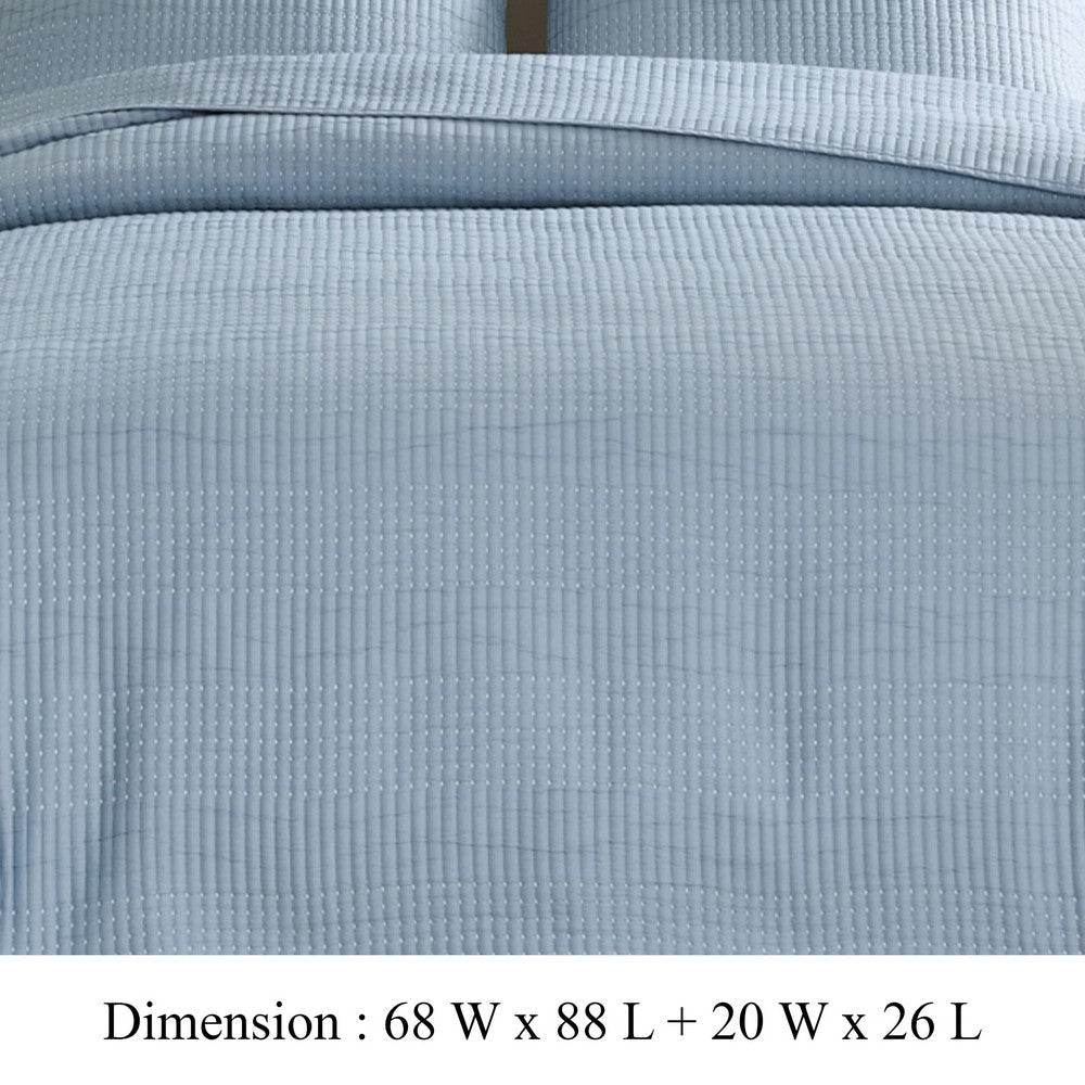 Benjara Fys 2pc Twin XL Size Coverlet Set, Woven Jacquard, Chambray Blue