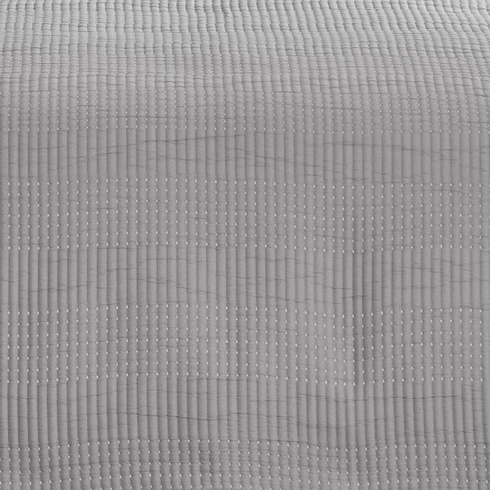 Benjara Fys 3pc Queen Size Coverlet Set, Soft Woven Jacquard Matelasse, Gray