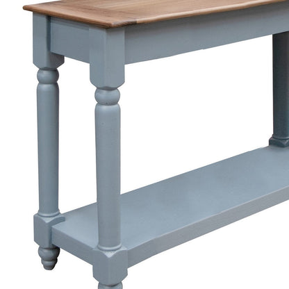 Benjara Ify Sofa Console Table, Shelf, Slate Blue, Brown Melina Wood, 49 Inch