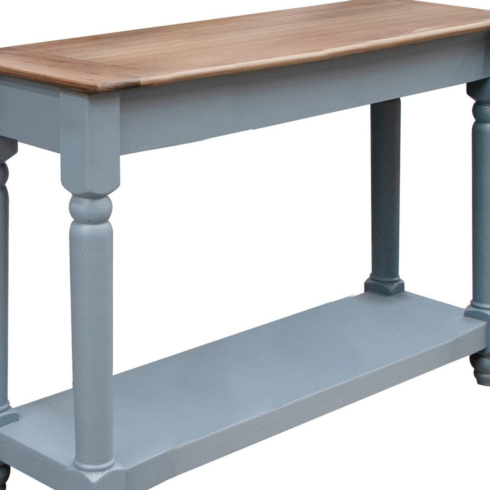 Benjara Ify Sofa Console Table, Shelf, Slate Blue, Brown Melina Wood, 49 Inch