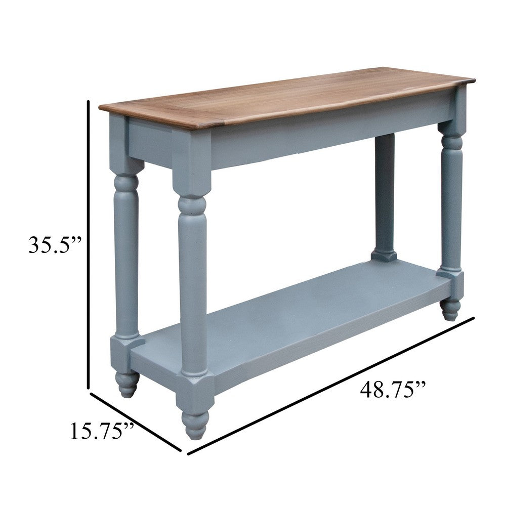 Benjara Ify Sofa Console Table, Shelf, Slate Blue, Brown Melina Wood, 49 Inch