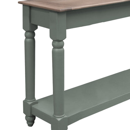 Benjara Ify Sofa Console Table, Shelf, Apple Green, Brown Melina Wood, 49 Inch