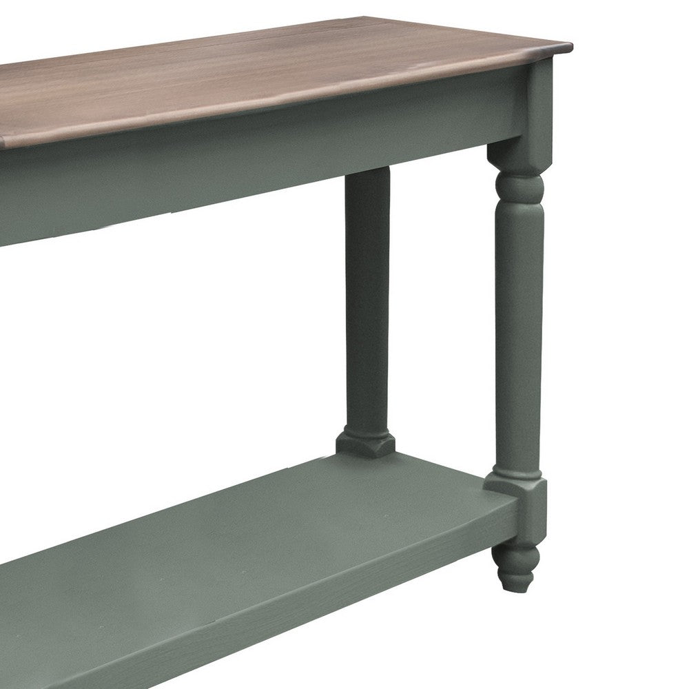 Benjara Ify Sofa Console Table, Shelf, Apple Green, Brown Melina Wood, 49 Inch
