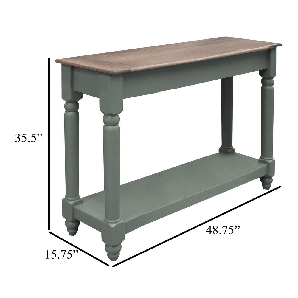 Benjara Ify Sofa Console Table, Shelf, Apple Green, Brown Melina Wood, 49 Inch