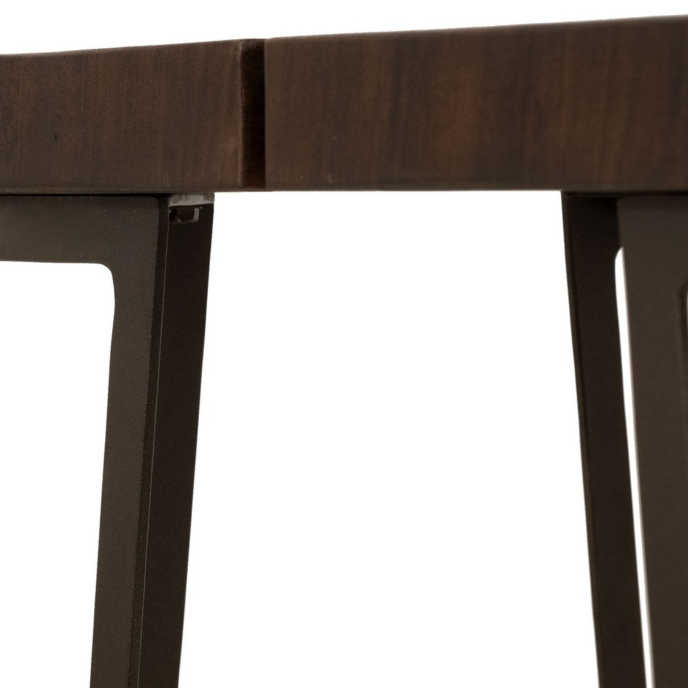 Benjara Ally Cocktail Coffee Table, Gold Metal, Walnut Brown Parota 47 Inch