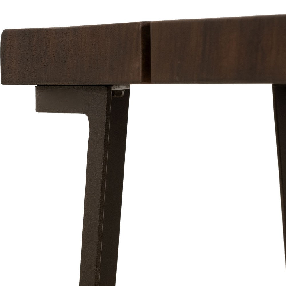 Benjara Ally XL Cocktail Coffee Table, Gold Metal Inlays, Brown Parota 55 Inch