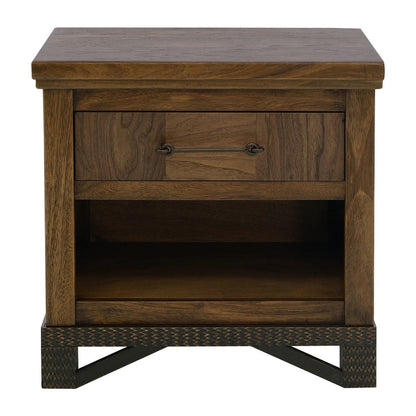 Benjara Ally Nightstand, 1 Drawer And Bottom Shelf, Walnut Brown Parota Wood