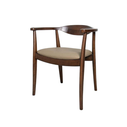 Benjara Niva Dining Side Chair Set of 2, Modern Armchairs, Brown Rubberwood