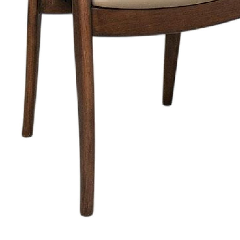 Benjara Niva Dining Side Chair Set of 2, Modern Armchairs, Brown Rubberwood