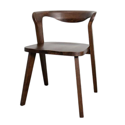 Benjara Rumy Dining Side Chair Set of 2, Open Back, Walnut Brown Solid Wood