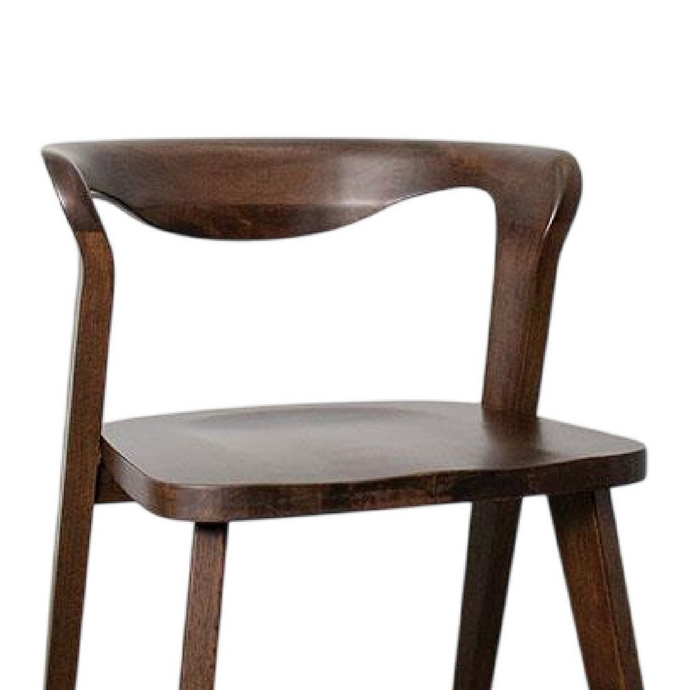 Benjara Rumy Dining Side Chair Set of 2, Open Back, Walnut Brown Solid Wood