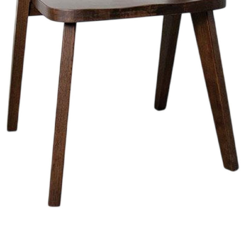 Benjara Rumy Dining Side Chair Set of 2, Open Back, Walnut Brown Solid Wood
