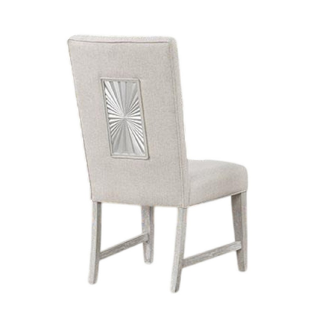 Benjara Diaz Dining Side Chair Set of 2, Tapered Legs, Light Gray Poplar Wood