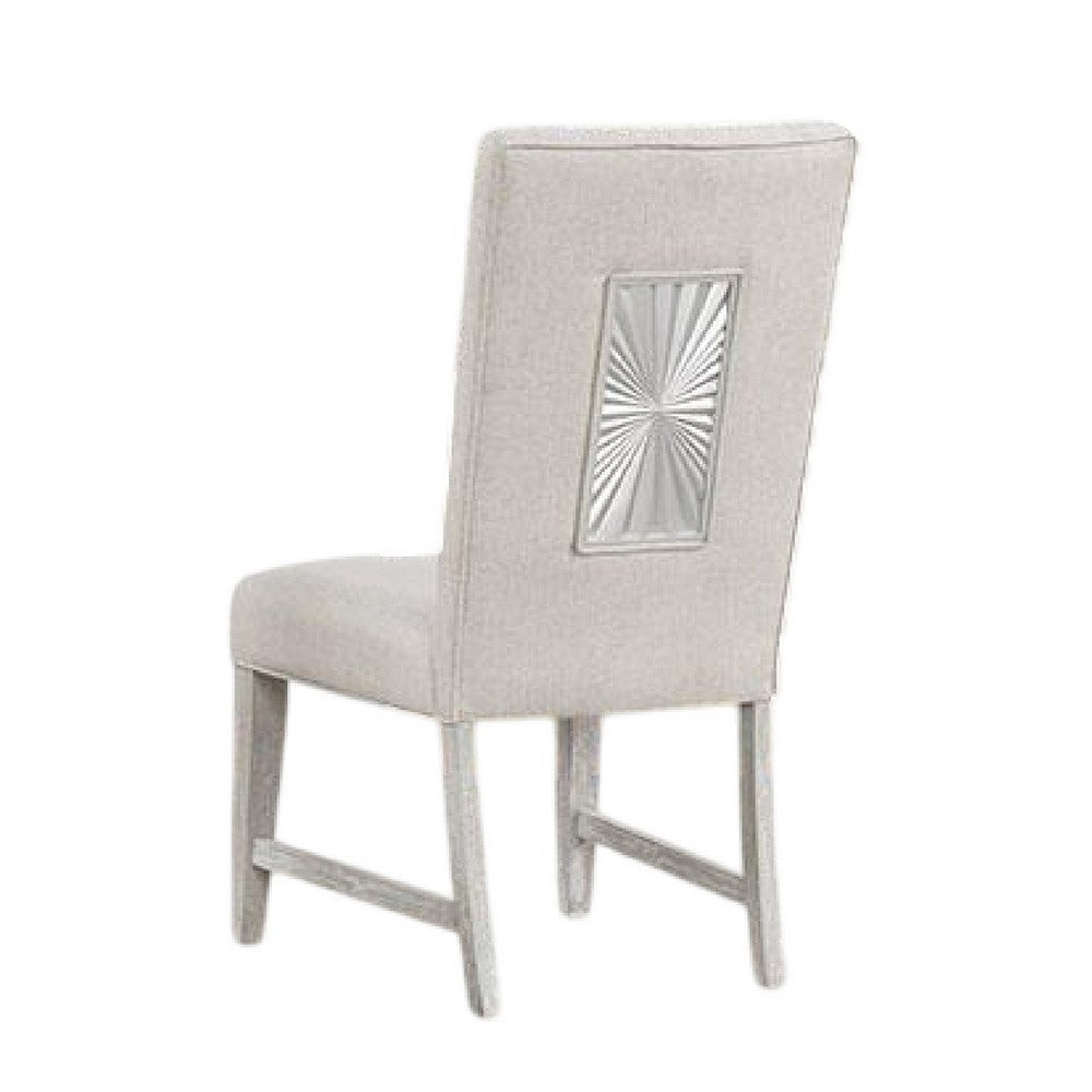 Benjara Diaz Dining Side Chair Set of 2, Tapered Legs, Light Gray Poplar Wood