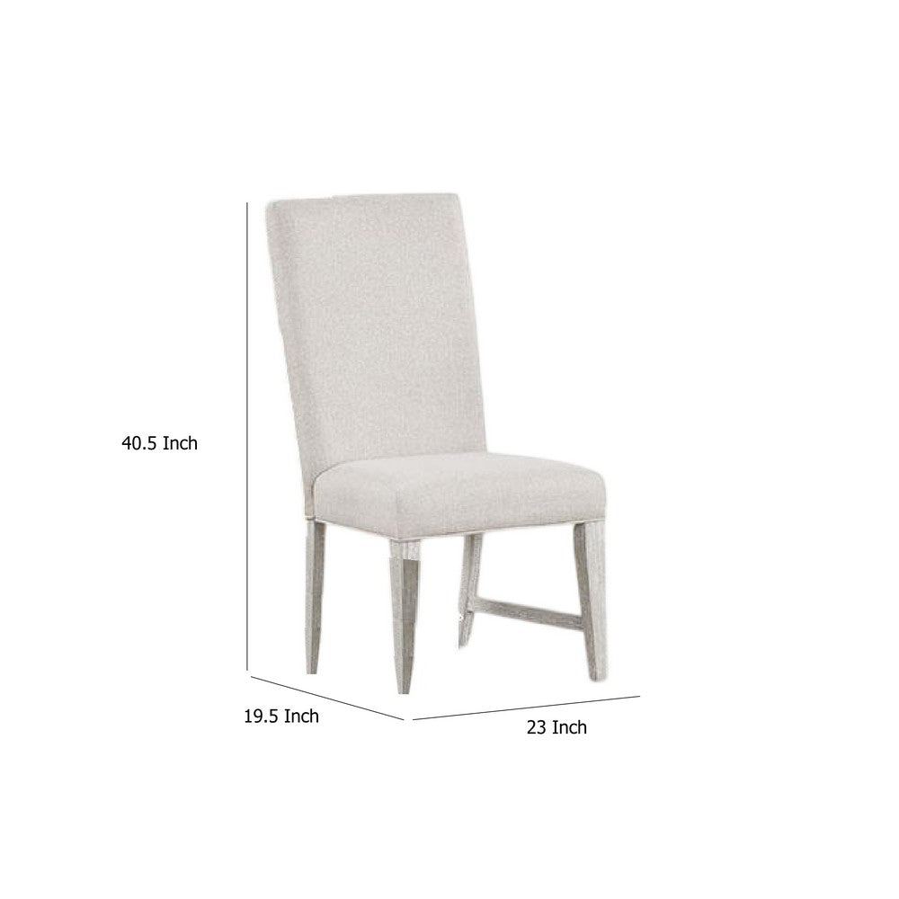 Benjara Diaz Dining Side Chair Set of 2, Tapered Legs, Light Gray Poplar Wood