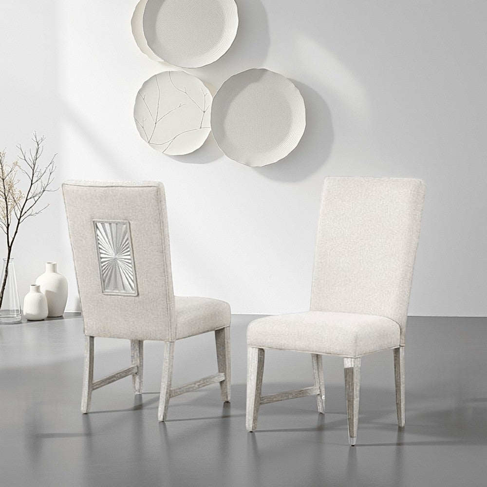 Benjara Diaz Dining Side Chair Set of 2, Tapered Legs, Light Gray Poplar Wood
