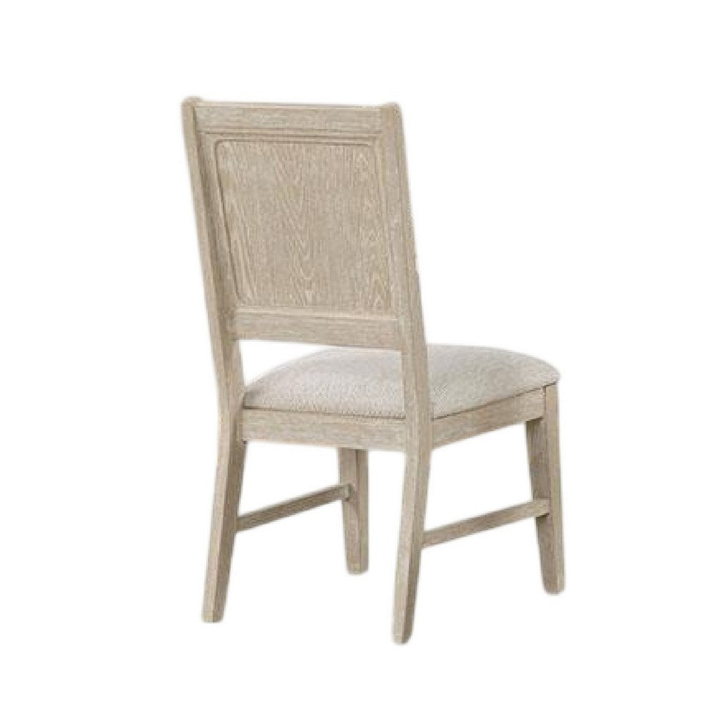 Benjara Rozie Dining Side Chair Set of 2, Tapered Legs, Light Oak Poplar Wood