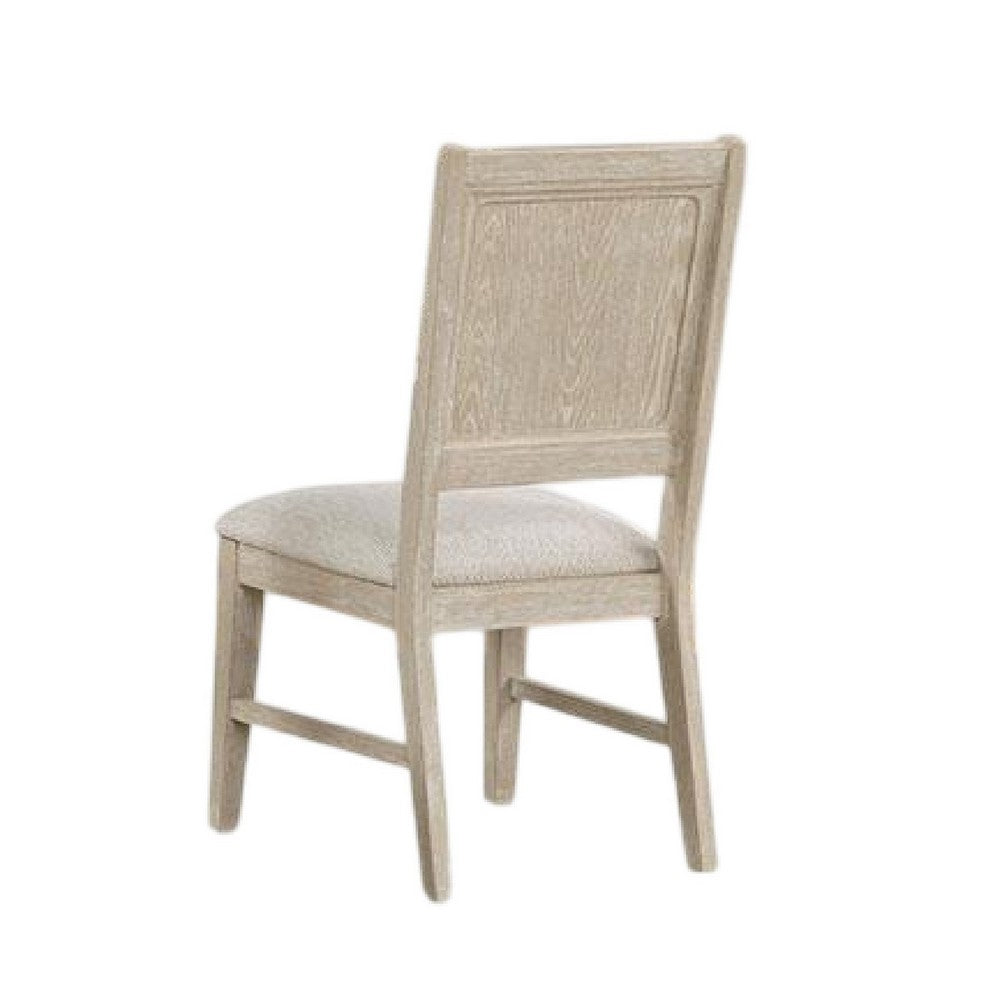 Benjara Rozie Dining Side Chair Set of 2, Tapered Legs, Light Oak Poplar Wood