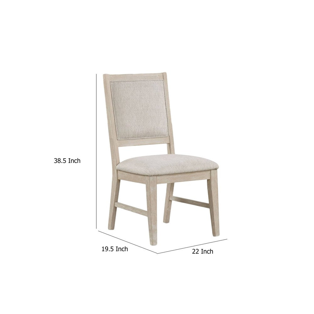 Benjara Rozie Dining Side Chair Set of 2, Tapered Legs, Light Oak Poplar Wood