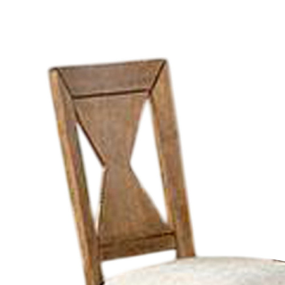 Benjara Zivy Dining Side Chair Set of 2, Hourglass Back, Rustic Oak Brown Wood