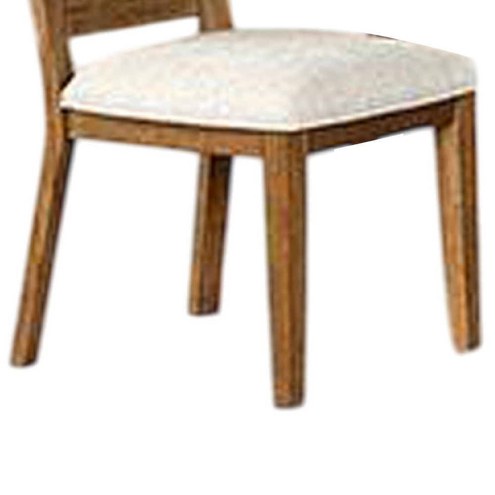 Benjara Zivy Dining Side Chair Set of 2, Hourglass Back, Rustic Oak Brown Wood