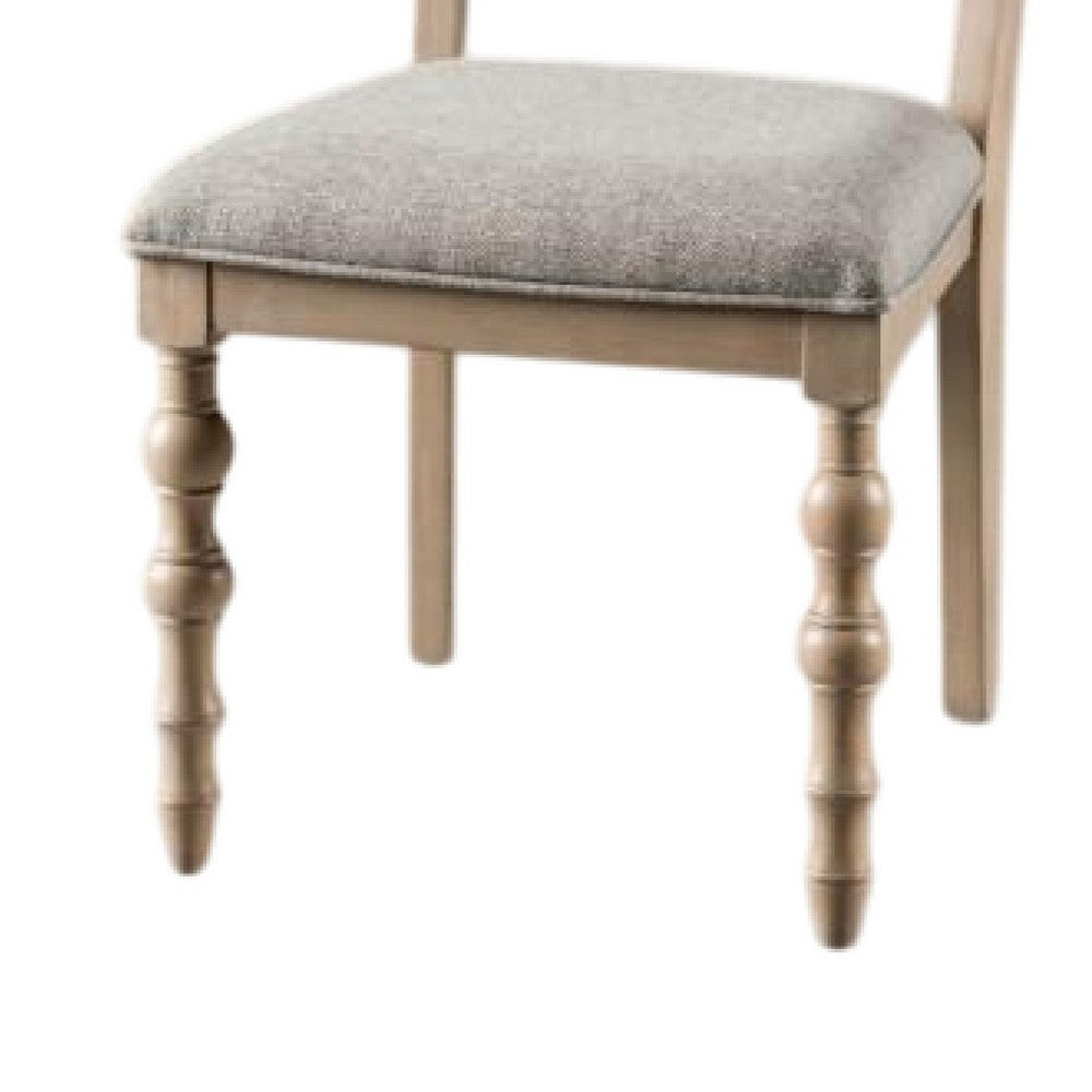 Benjara Cherie Dining Side Chair Set of 2, Turned Legs, Light Brown Solid Wood