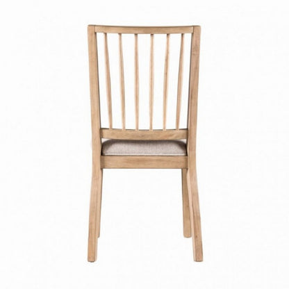 Benjara Lucas Dining Side Chair Set of 2, Slatted Back, Natural Brown Wood