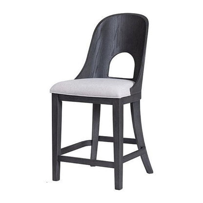 Benjara Zoko Counter Height Chair Set of 2, Curved Cut Out Back, Ash Gray Wood