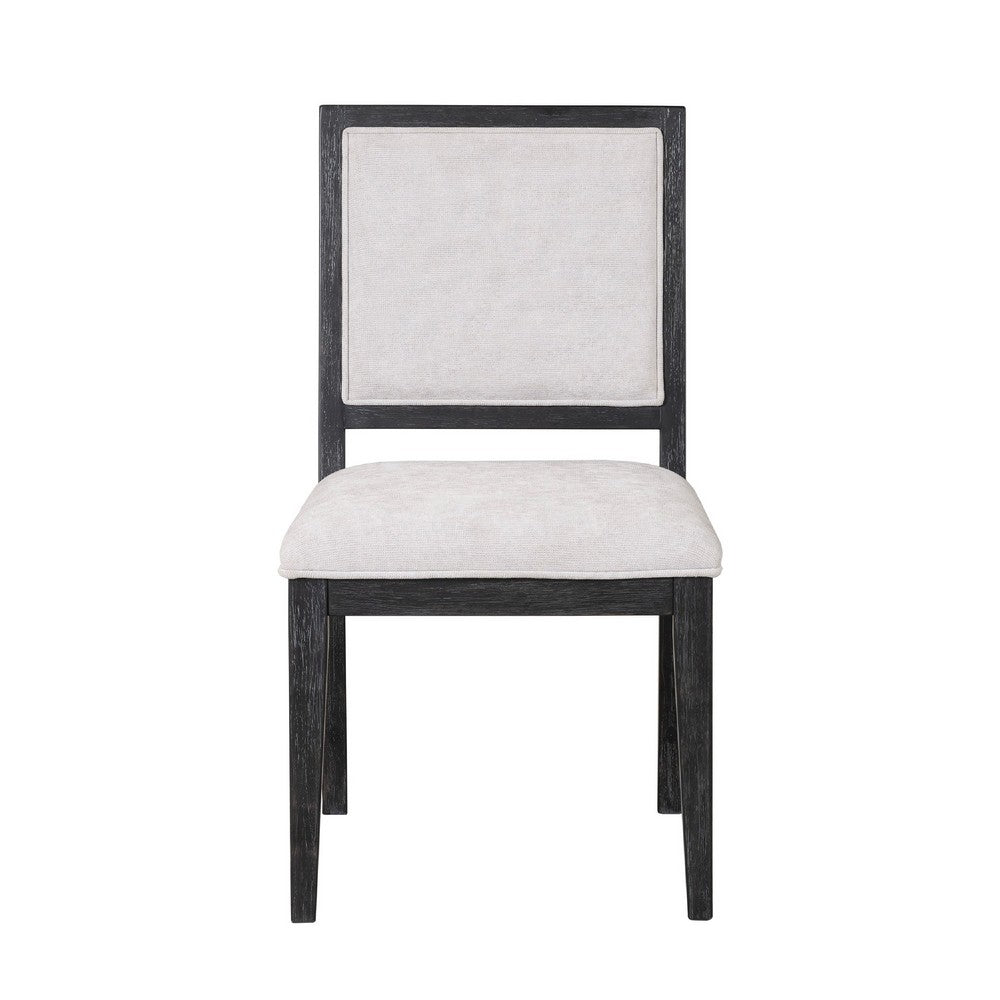 Benjara Ginie Dining Side Chair Set of 2, Farmhouse Legs, Black Rubberwood